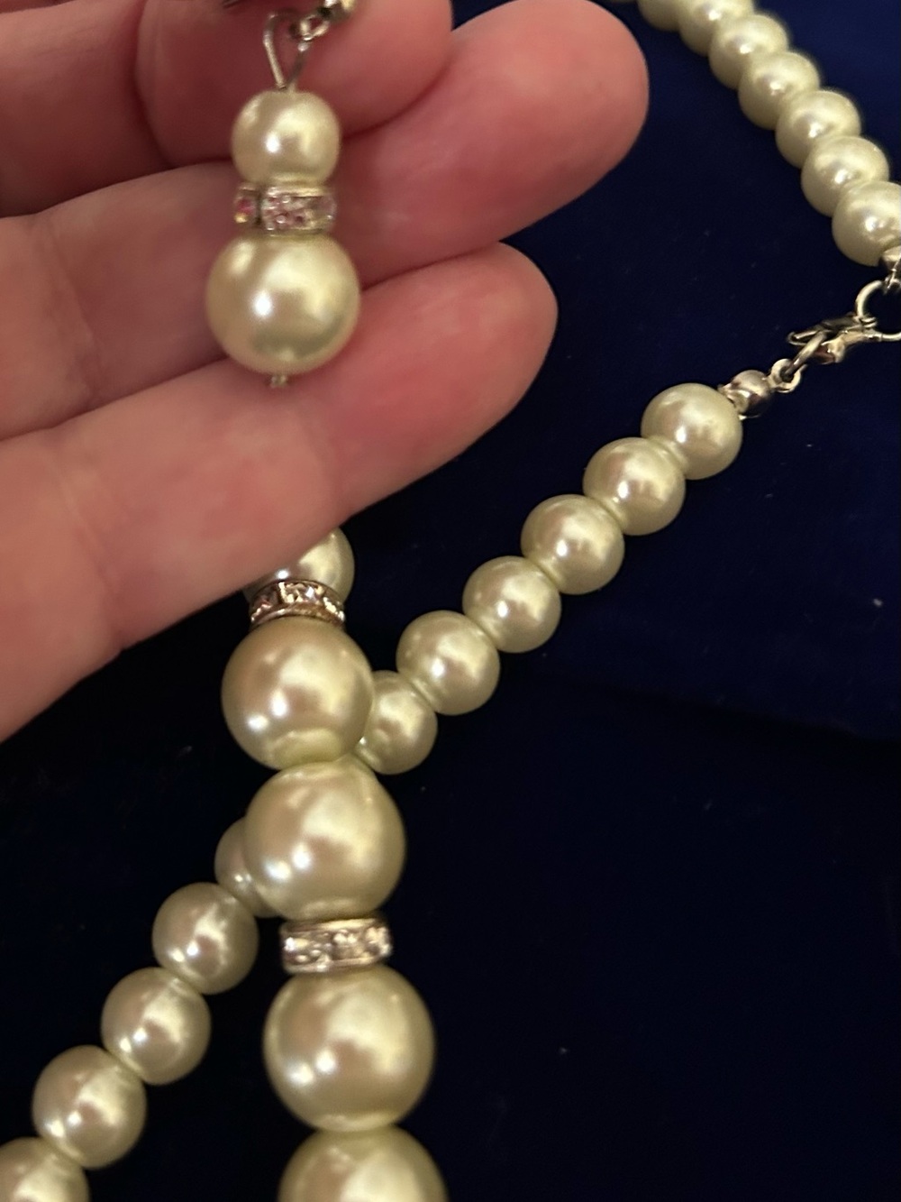NWOT. Elegant Cream Pearl Bead Necklace with Matching Earrings.